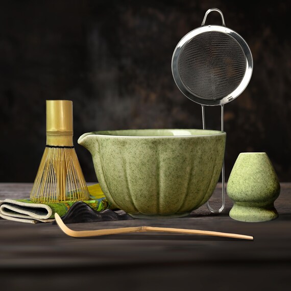 7点抹茶セット：竹製茶筅、茶碗、アクセサリー - ギフト対応