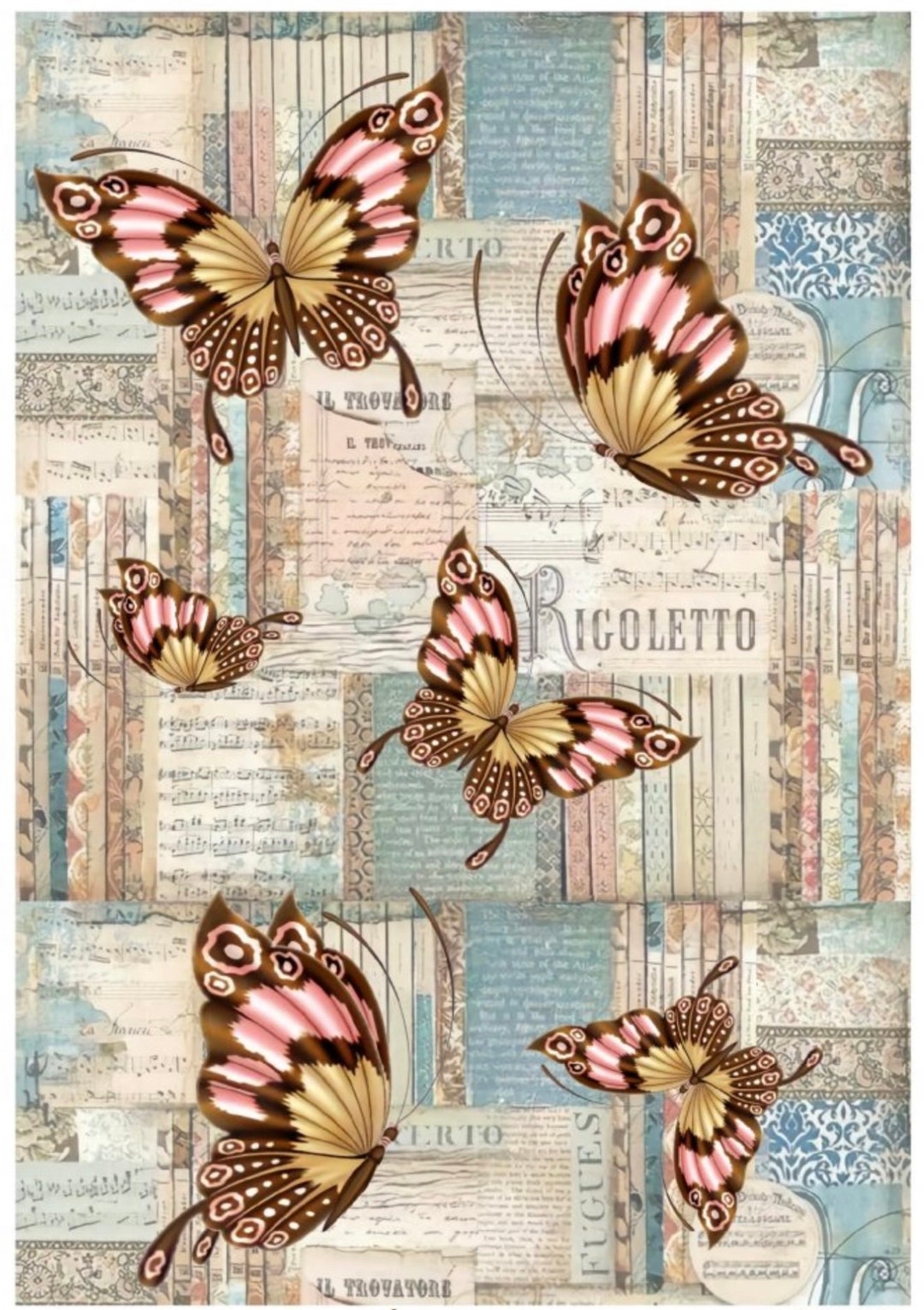 Pink Rice Paper Pink Butterflies Rice Paper Decoupage, Upcycling and Papercrafts - Etsy