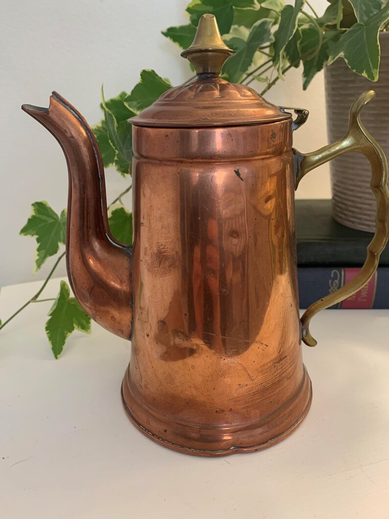 Vintage Copper and Brass Teapot Etsy