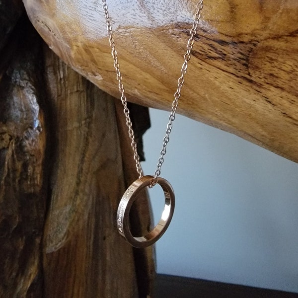 A Strange Loop Broadway Musical inspired engraved Necklace - Inner White Girl - Rose Gold Ring on Chain