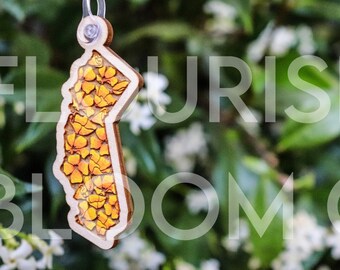 California Poppy Keychain | California Keychain | Flower Keychain | Wood Keychain | Laser-cut Keychain | Housewarming Keychain Gift