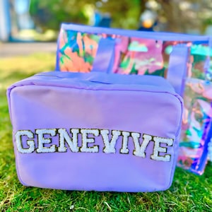 Custom nylon pouch bag, Christmas gift idea, bachelorette gifts, Stoney clover, cosmetic bag patches, bag with patch, personalized name bag