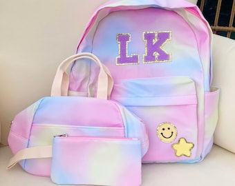 Girls backpack personalized, nylon backpack, stoney clover, name backpack patch, back to school, matching backpack and lunchbox set