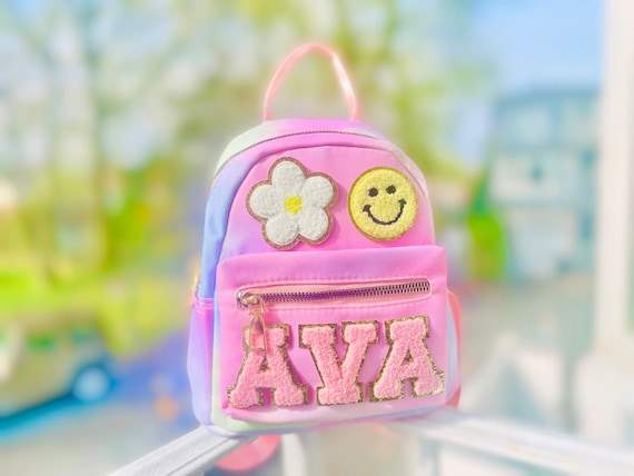 Custom toddler backpack, preschool backpack personalized, stoney clover, letter patch bag, girls backpack for school, mini tie dye backpack