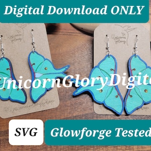 Luna Moth Earrings - SVG File Digital Download ONLY - Glowforge Tested