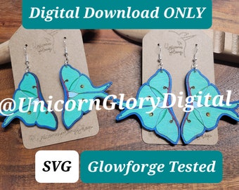 Luna Motte Ohrringe - SVG Datei DIGITAL DOWNLOAD ONLY - Glowforge geprüft