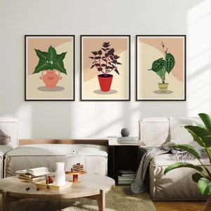 Tropical Leaves Prints Wall Art Set, Monstera Leaves Framed Wall Prints, Watercolor Leaves Wood Wall Art, Colorful Wall Art Home Gift