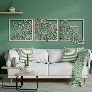 Leaves Wood Wall Decor, Tropical Wall Panel, Wooden Wall