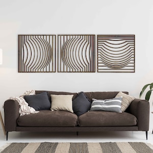 Wood Wall Art of Gravity, Round Wave Wooden Wall Art Large, Aesthetic Wood Wall Decor for Contemporary Interiors, 3D Modern Wood Wall Panels