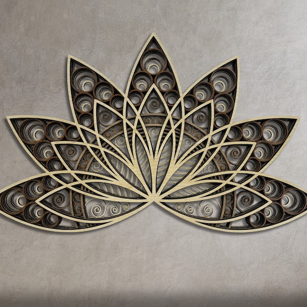 Lotus Flower Wood Mandala Wall Art, Colorful 3d Wall Art, Zen Wall Art, Spiritual Decor, Meditation Altar Decor, Yoga Gifts, Flower of Life