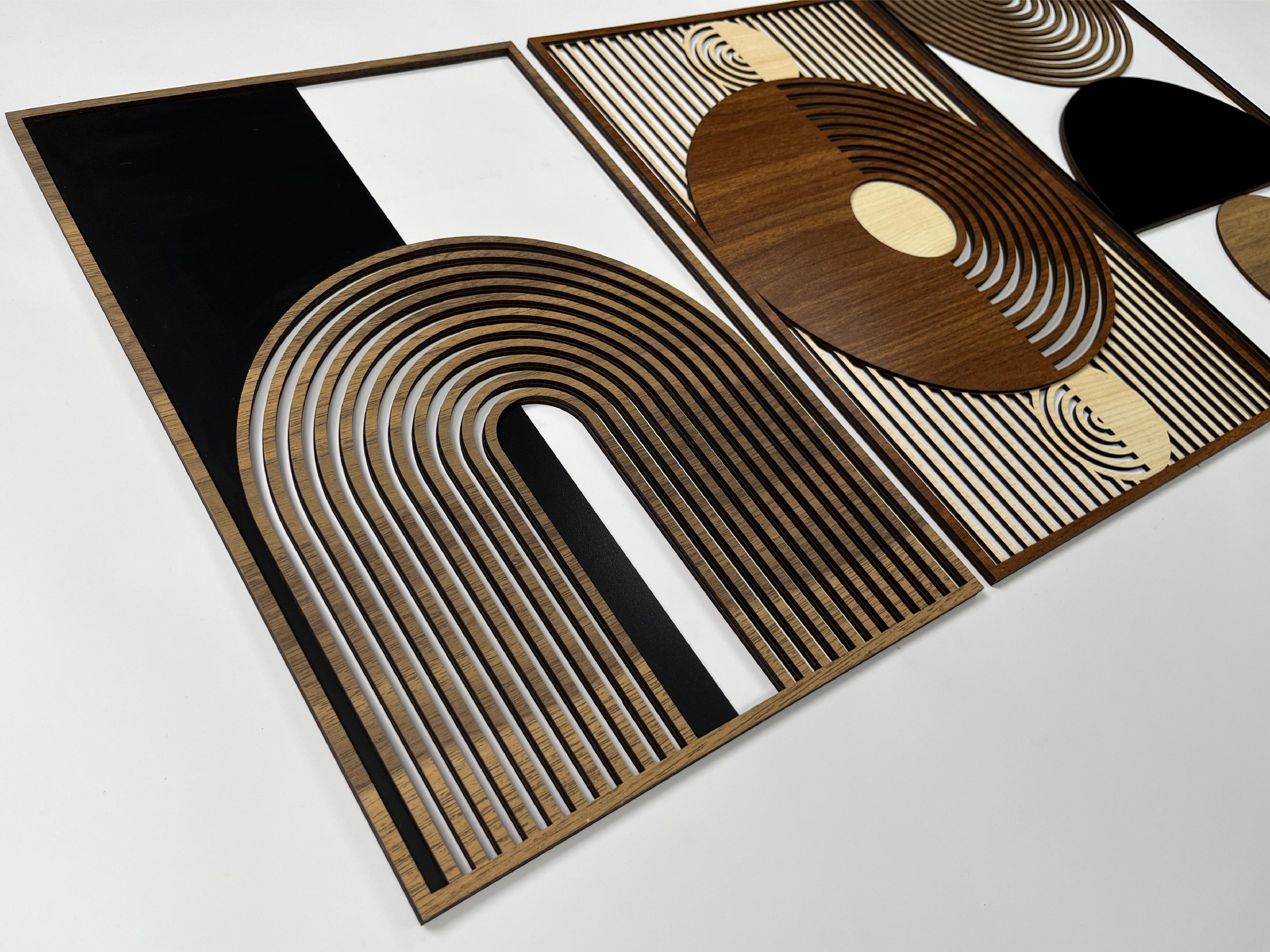 Mid Century Modern Wood Wall Art, Abstract Scandinavian Wooden Wall ...