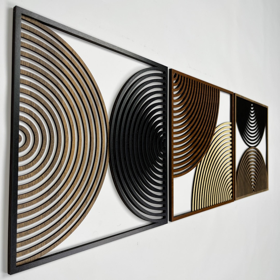 Mid Century Wood Wall Art Large, Boho Style Modern Wooden Wall Decor ...