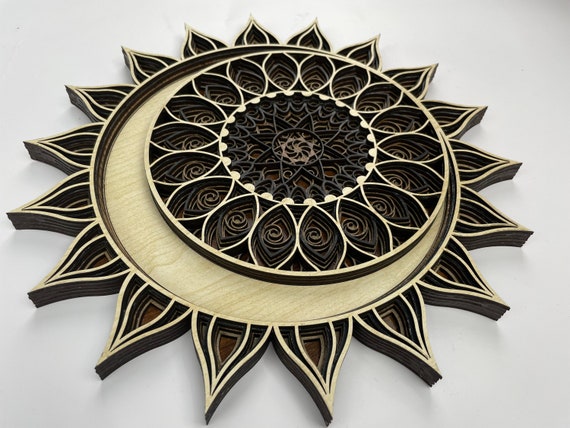 Sun and Moon Wood Wall Art Decoration Layered Sun and Moon - Etsy