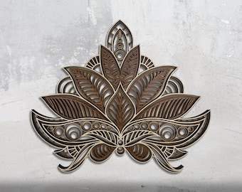 Lotus Flower Wood Wall Art Decor, Flower of Life Wooden Wall Decor, Spiritual Wood Decor, Multilayer Lotus Flower Mandala Art, Yoga Gifts