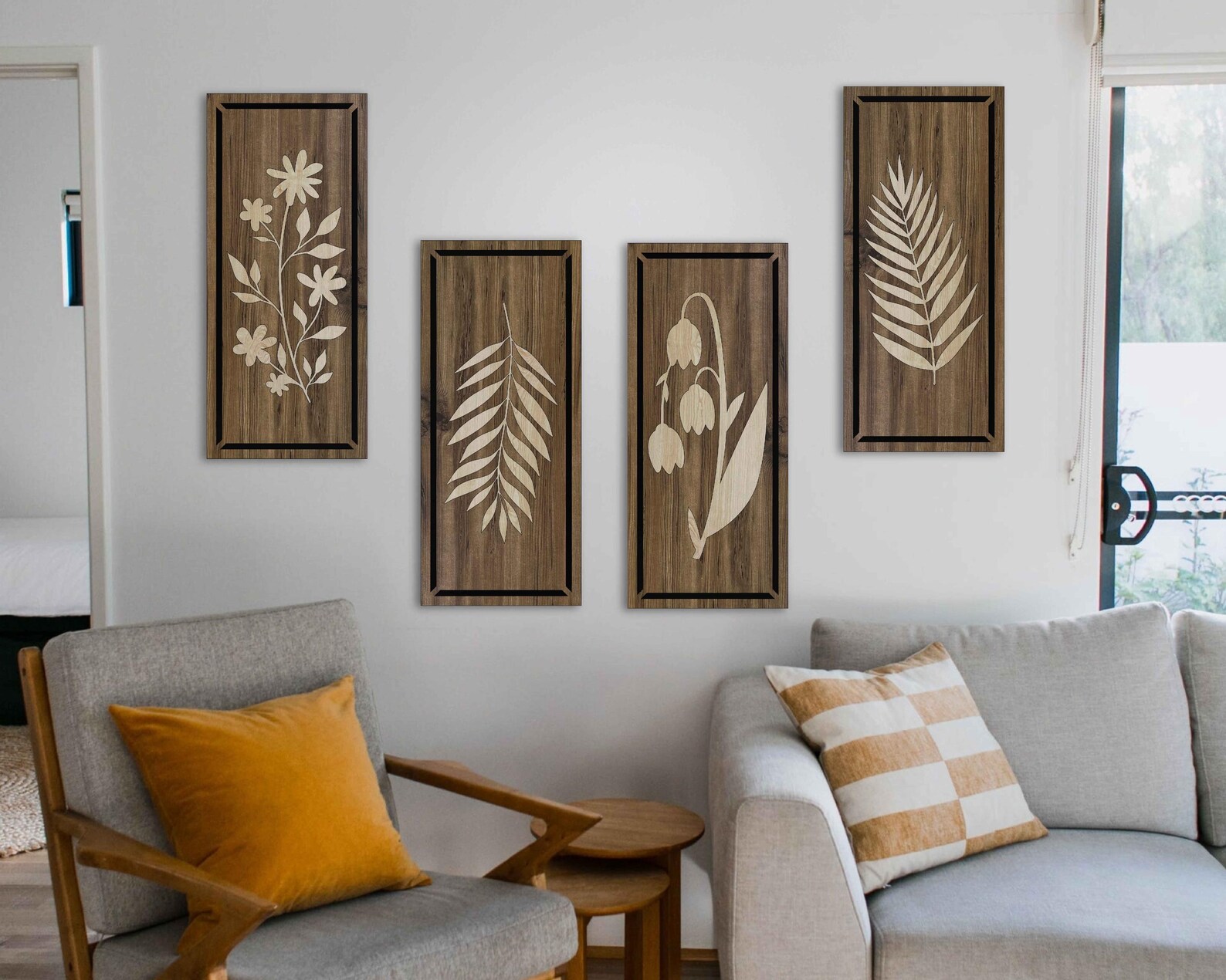 Floral Wood Panels Wall Decor, Botanical Wood Wall Art, Maximalist ...