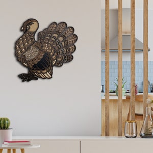 Turkey Thanksgiving Decor, Turkey Wood Mandala Wall Art Decoration image 5