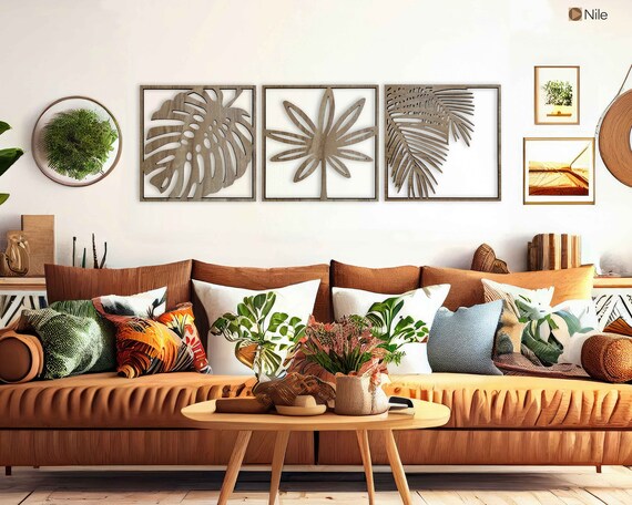 Leaves Wood Wall Decor, Tropical Wall Panel, Wooden Wall