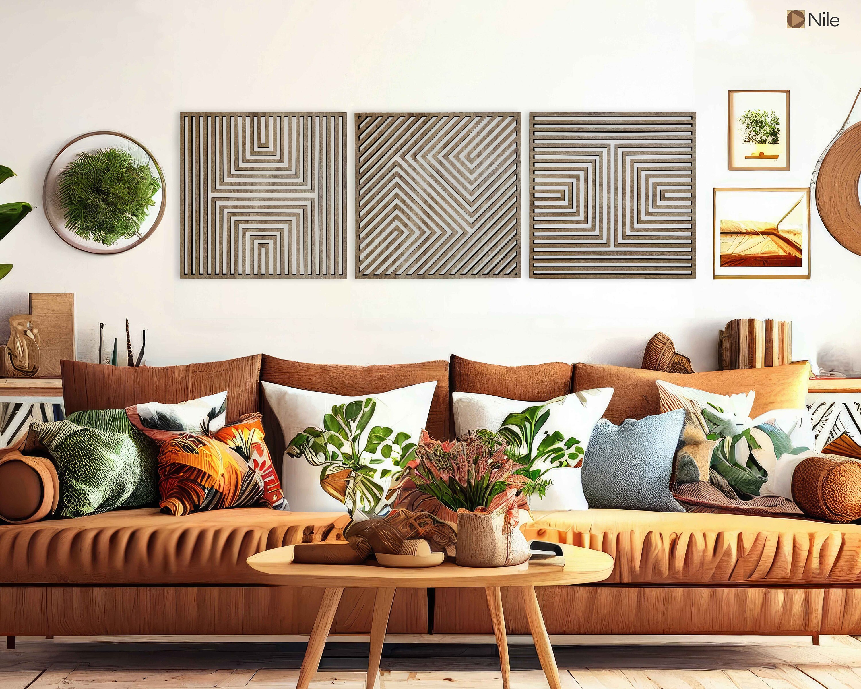 Set Di 4 Decorazioni Da Parete In Legno Bohémien - Decorazione Da Parete In Legno Geometrica Decorazione Da Parete Bohemien Minimalista Per Camera Da Letto E Soggiorno 90891144
