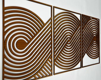 Wood Wall Art Modern Abstract Flow, Mid Century Wooden Wall Decor for Boho Interiors, Minimalist Wooden Wall Hangings, First Home Gifts #96