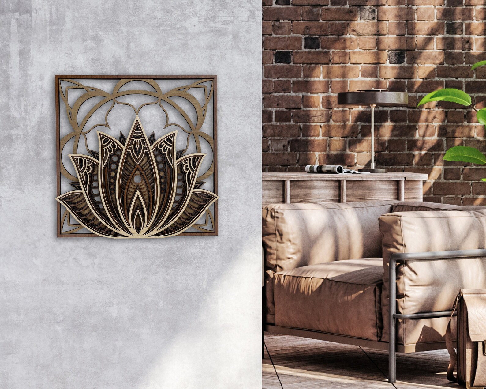 Lotus Flower Wood Wall Art Colorful 3d Wall Art Mandala - Etsy