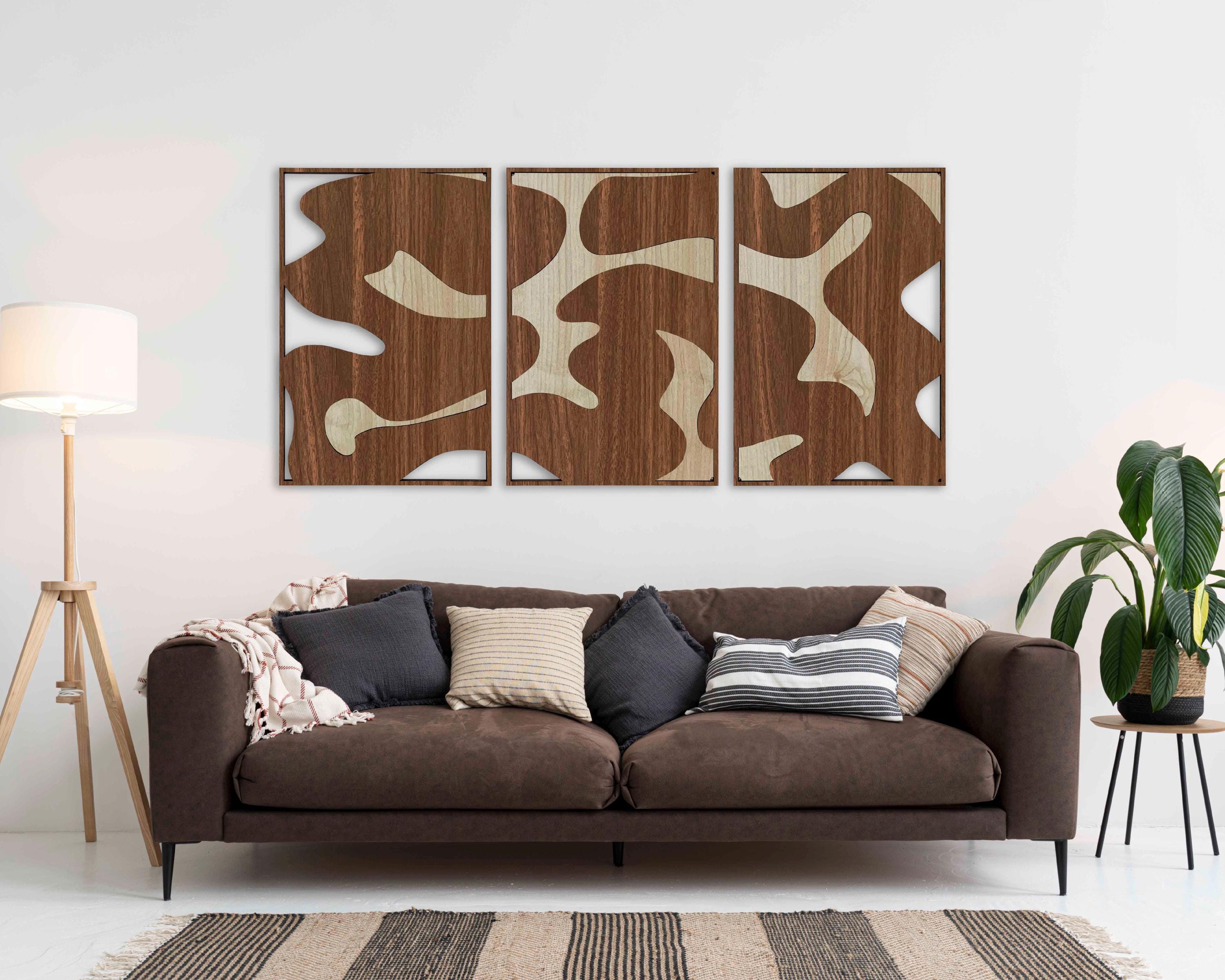 Japanese Style Abstract Wood Wall Art, Organic Wooden Wall Panels
