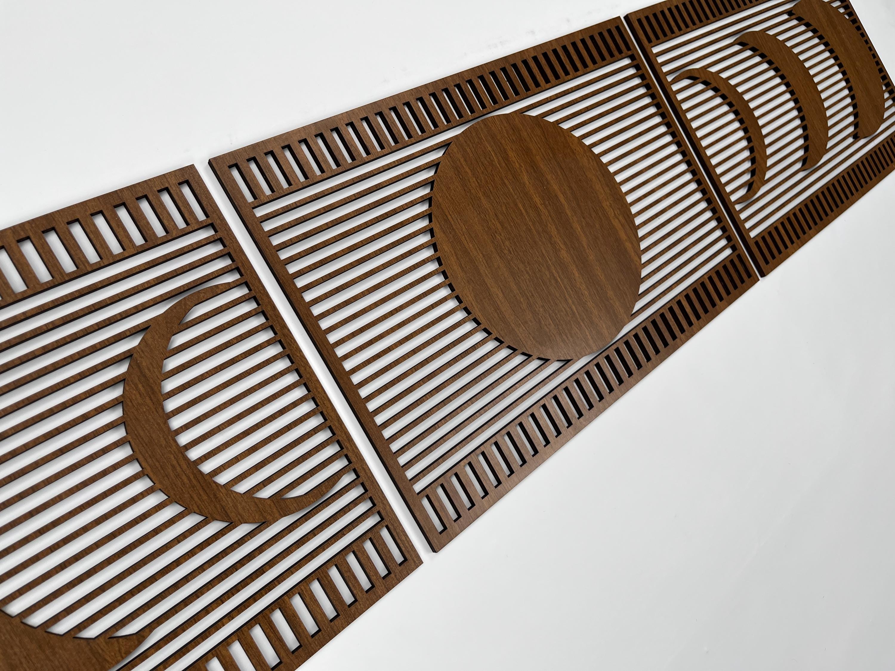 Boho Lunar Wood Wall Art in Horizontal Design, Moon Phases Wooden Wall ...