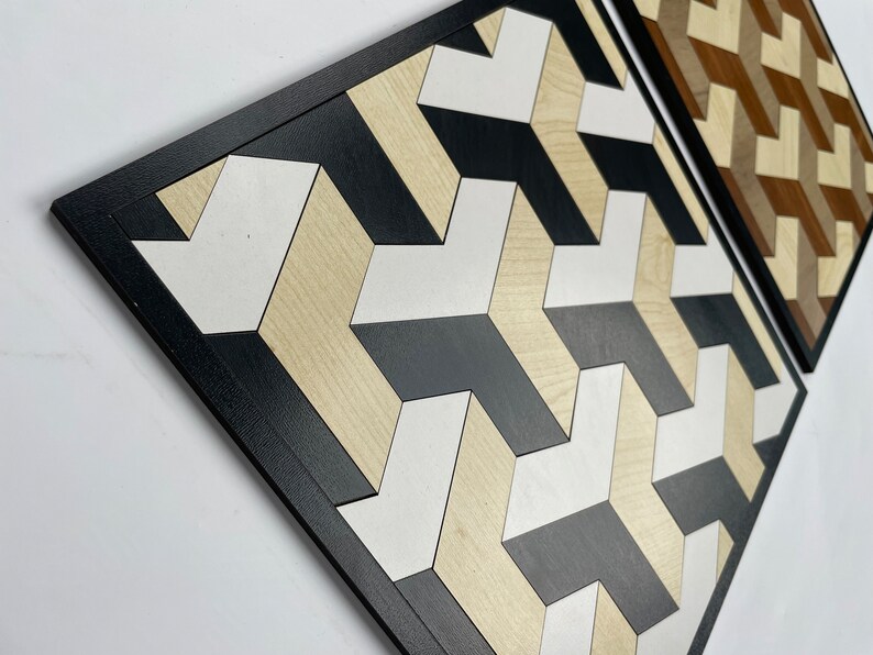 3D Wall Art Geometric Wood Wall Art Decor Set of 2 Colorful Etsy