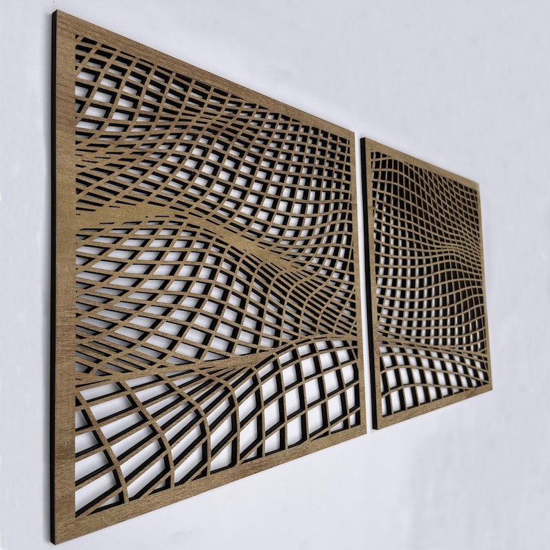 Wall Panel Abstract Design Wavy Wood Wall Art, Abstract Wooden Wall Art, Wood Wall Decor Over the ...