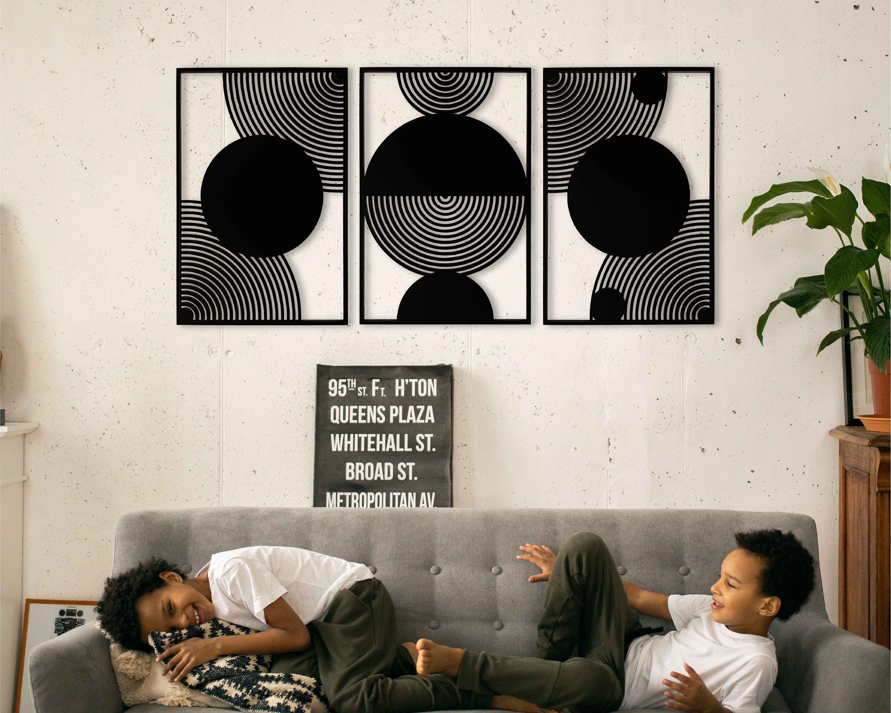 Mid Century Modern Abstract Wall Art Sculpture Painting Retro