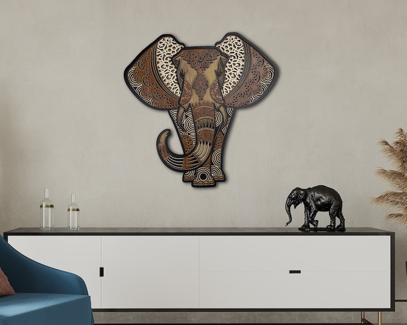 Elephant Wood Mandala Wall Art Decor 3D Colorful Spiritual - Etsy