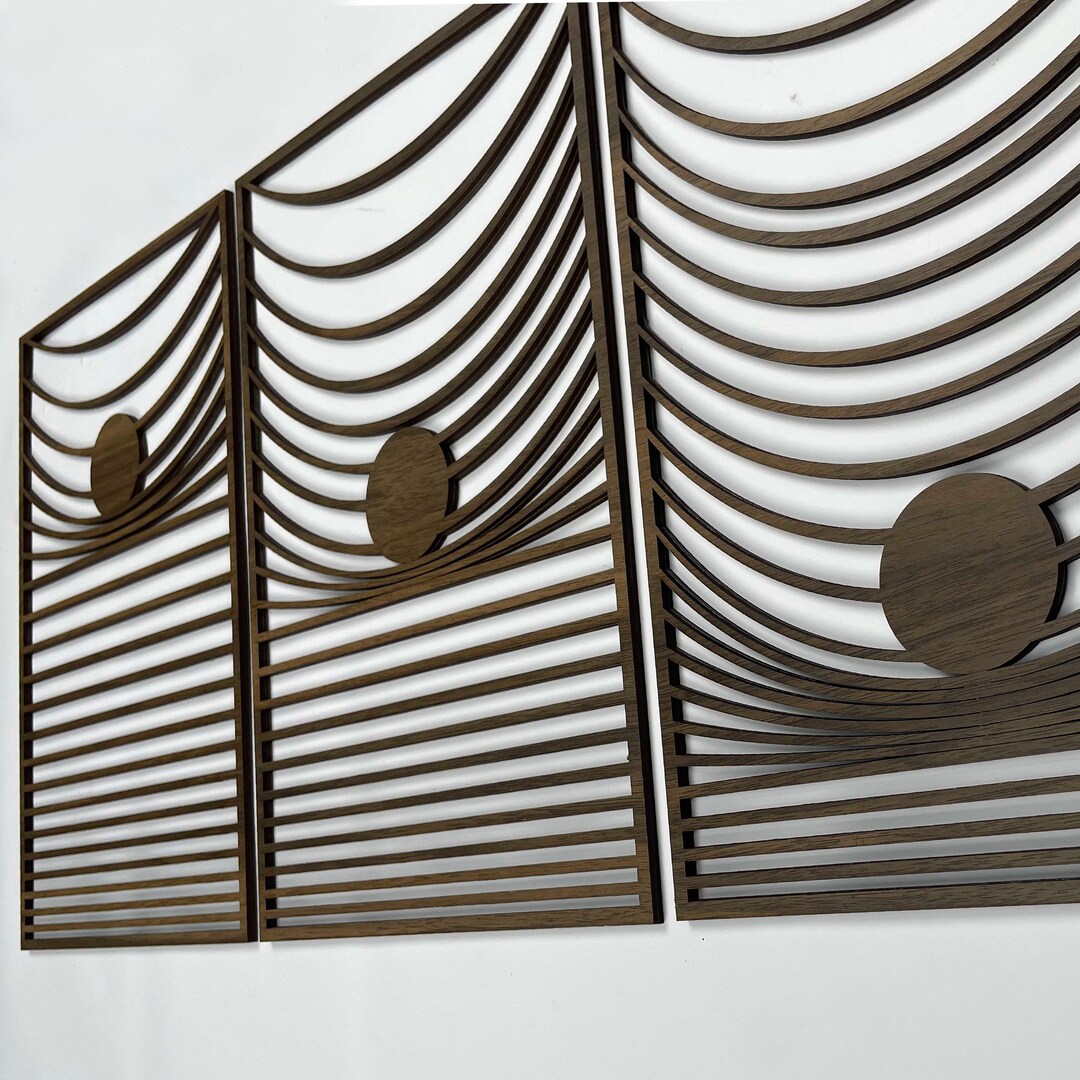 Gravity Wood Wall Art Set of 3, Large Rectangular Wooden Wall Art