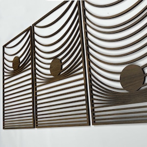 Gravity Wood Wall Art Set of 3, Large Rectangular Wooden Wall Art, Aesthetic Wood Wall Art for Modern Interiors, Home Gift Wood Wall Panels