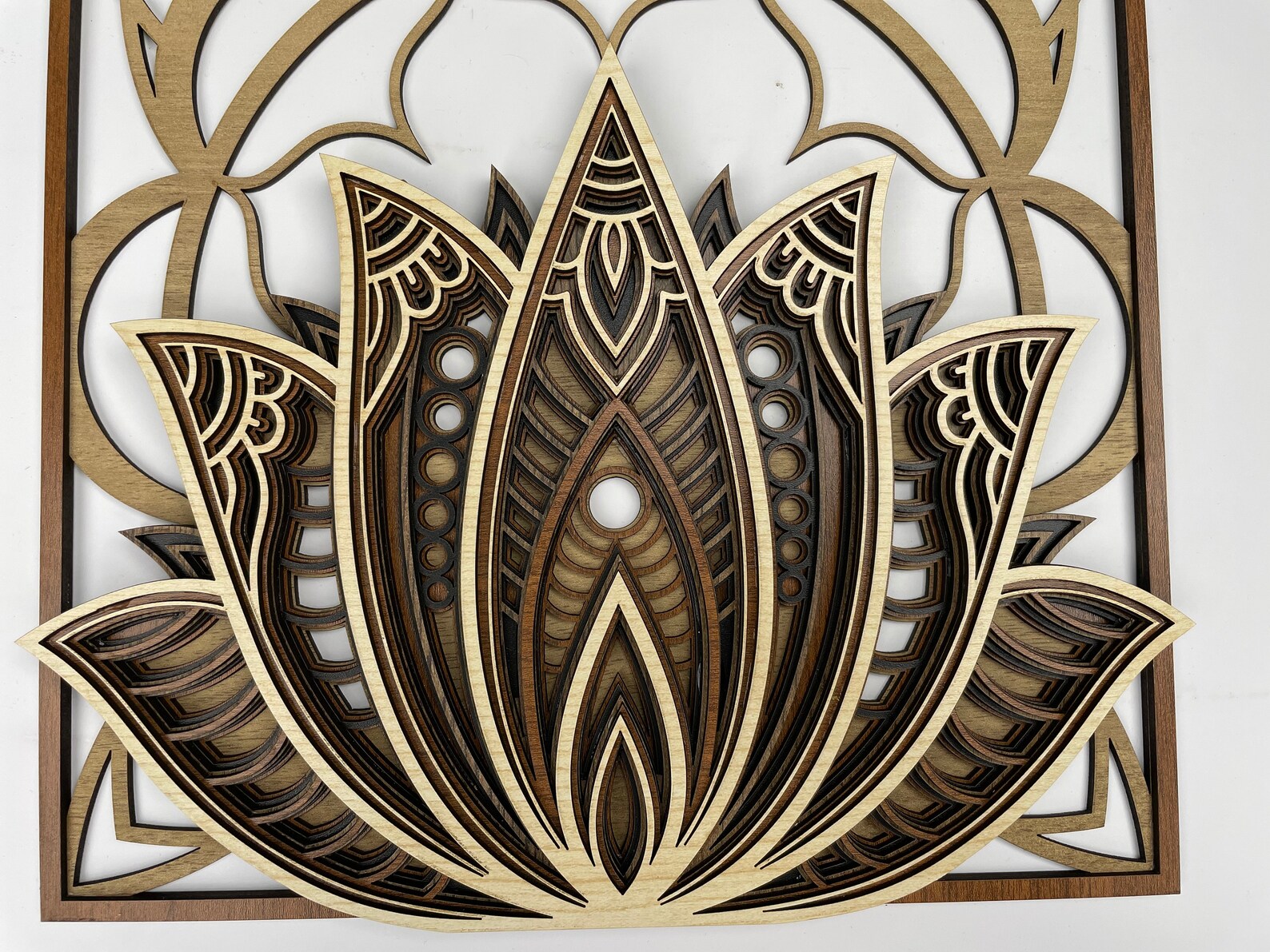 Lotus Flower Wood Wall Art Colorful 3d Wall Art Mandala - Etsy
