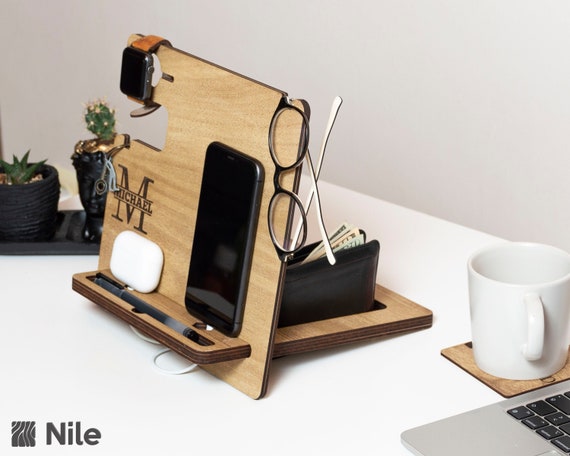 Wooden Desk Organizer, Office Desk Accessories, Personalized, EDC