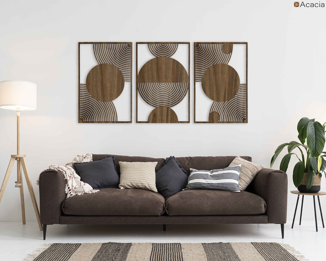 Mid Century Modern Wall Art Wood Decor, Boho Wood Wall Art in