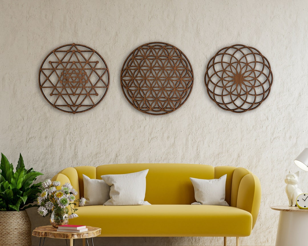 Sacred Geometry Wood Wall Art Decor, Mandala Wall Art, Geometric Wall ...