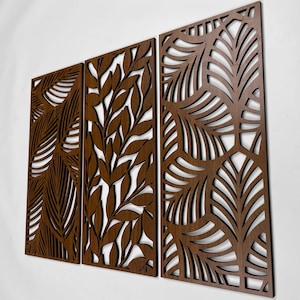 Florale Holzwand Kunst 3er Set Blätter Holz Wand Dekor Schlafzimmer Floral Holz Wand Kunst Wohnzimmer Holz Wand Panel Geschenk für die Wohnkultur