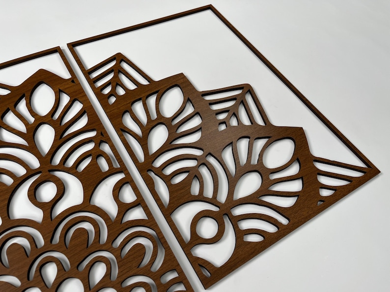 Lotus Flower Mandala Wood Wall Art Set of 3, Large Half Mandala Wooden ...