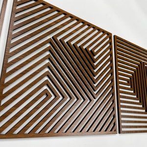 Large Geometric Wood Wall Art Set, 3 Piece Modern Wood Wall Decor Over ...