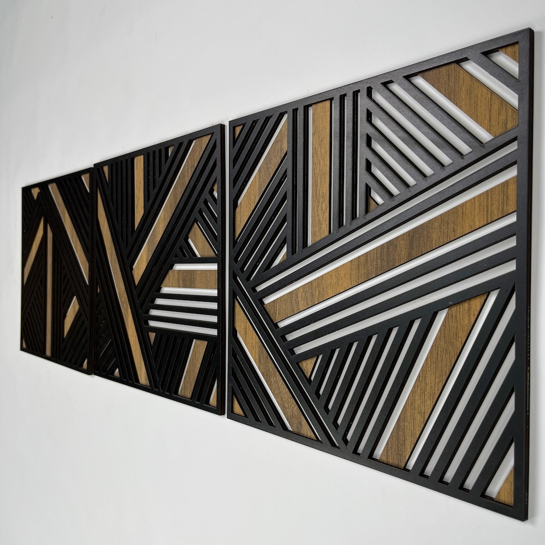 Geometric Lines Art Deco Wood Wall Panels, 1920s Inspired Wooden Wall ...