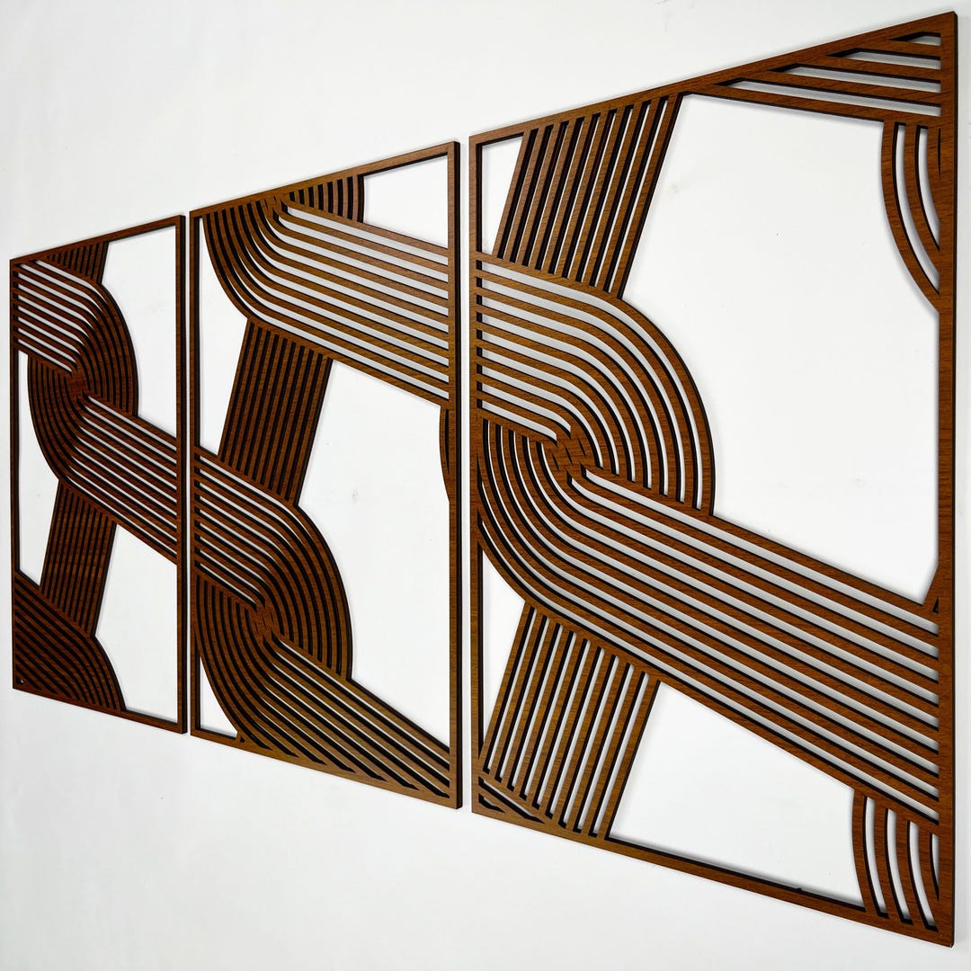 Geometric Wood Wall Art Set, Mid Century Modern Home Decor #88 - Etsy