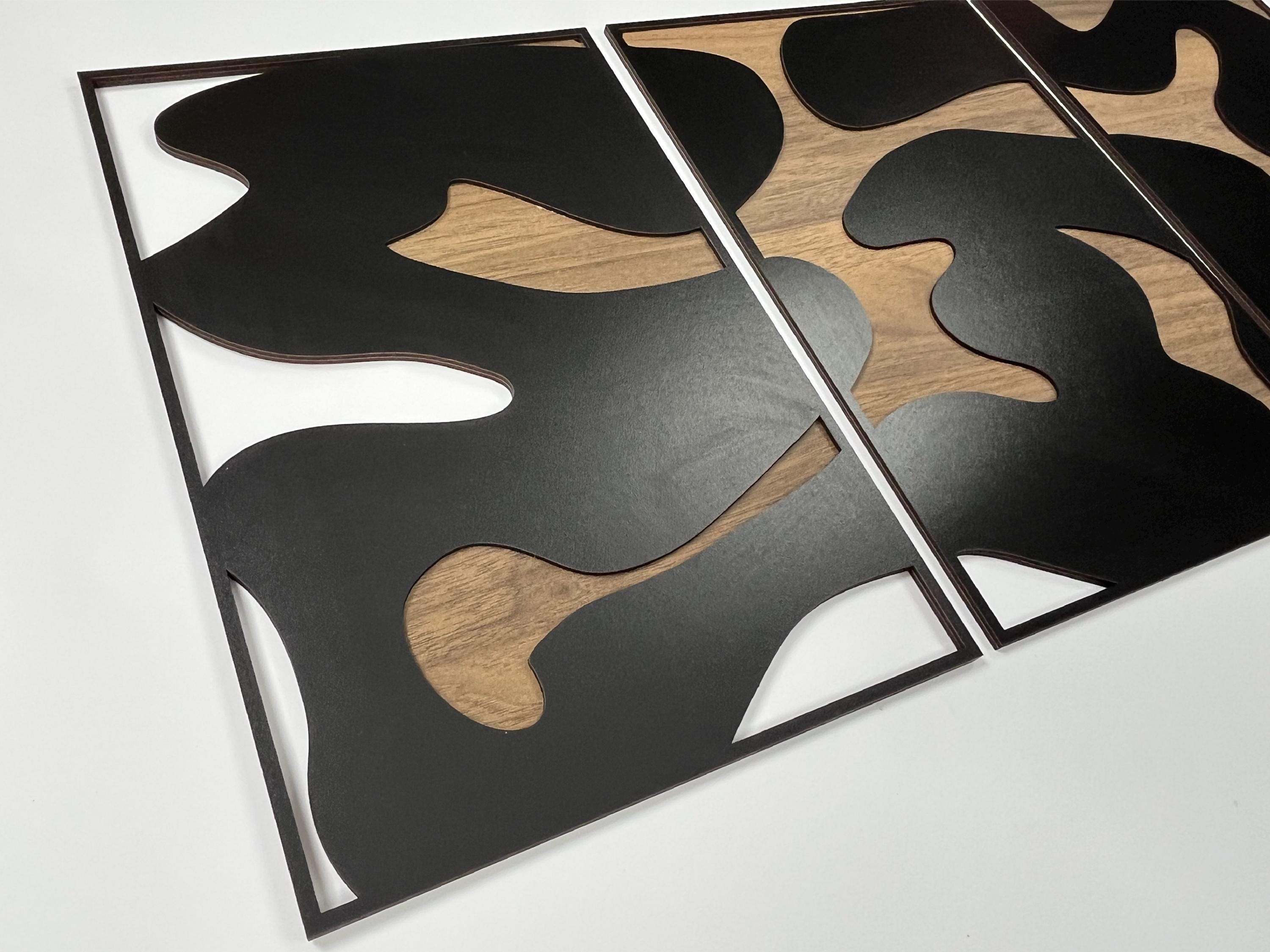 Japanese Style Abstract Wood Wall Art, Organic Wooden Wall Panels