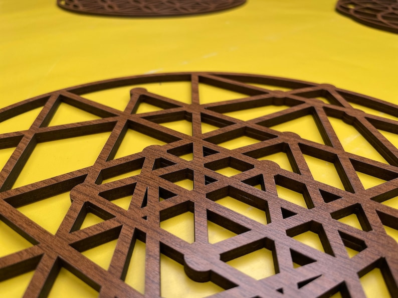 Sacred Geometry Wood Wall Art Decor 3 Piece Geometric Mandala Etsy