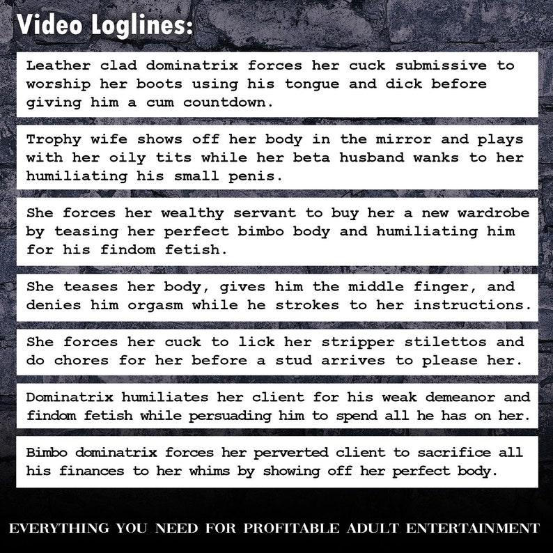 FEMDOM/FINDOM JOI Scripts for Onlyfans, Video Scripts for Camgirls and