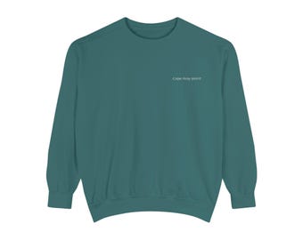 Cape May Point Embroidered Sweatshirt | crewneck, small chest print, white font