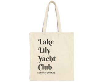 Lake Lily Yacht Club Tote Bag | Cape May Point cotton canvas beach tote