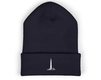 Cape May Lighthouse Embroidery Beanie | Cuffed Knit Hat