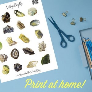 Crystal stickers - printable - witchy stickers for grimoire - witchcraft - magic