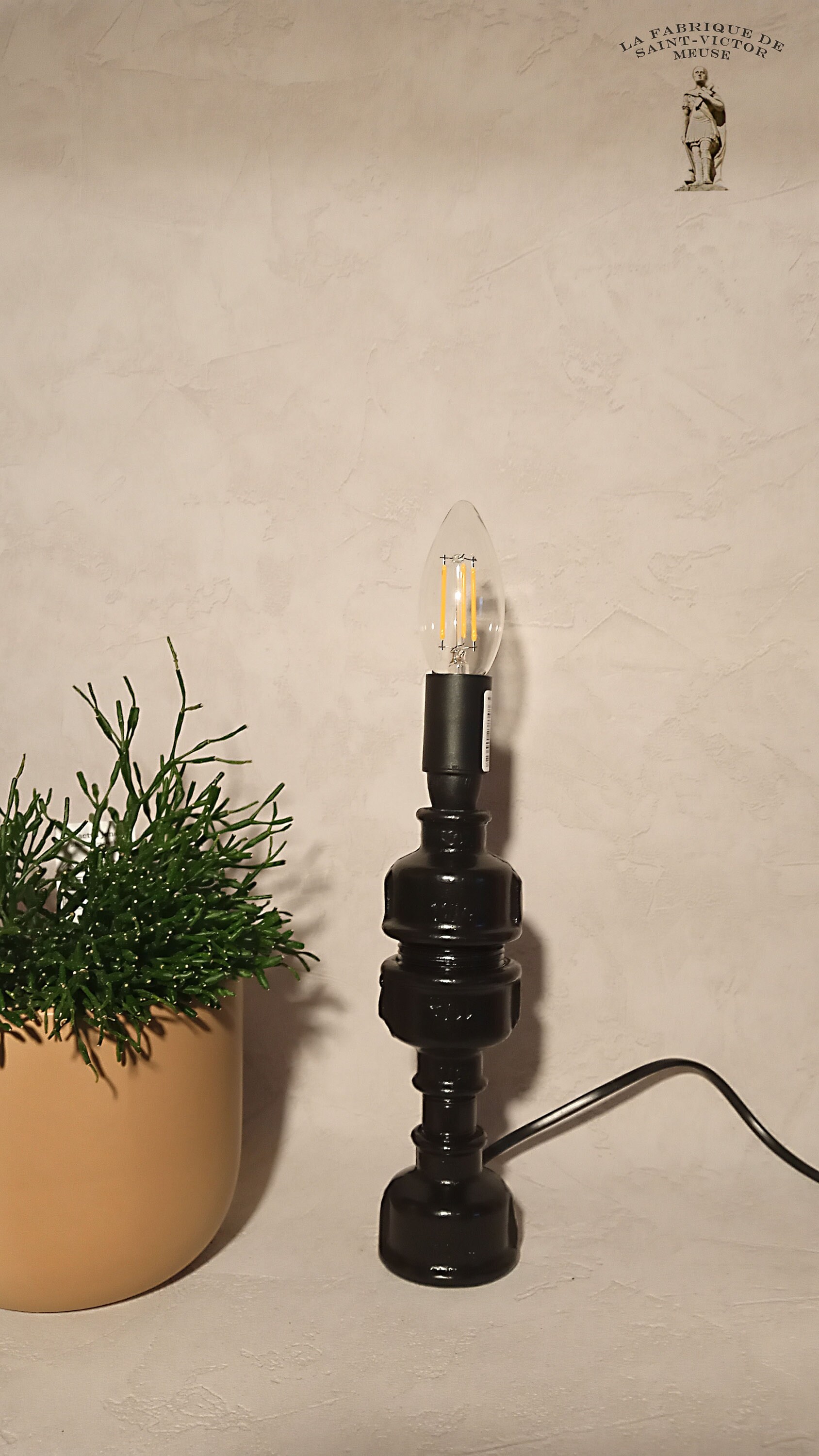 lampe de chevet type industriel couleur "noir ferronnerie"""