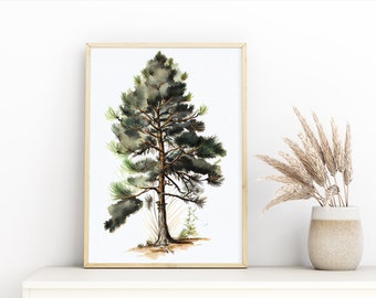 Eastern White Pine Tree Digital Art Print Nostalgic Wall Art Retro Inspired Graphic Design for a Vintage Decor Retro Style